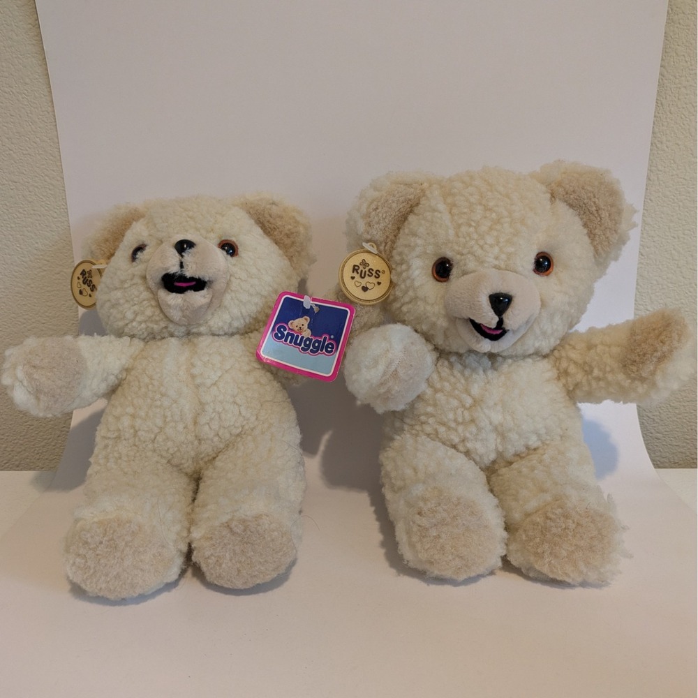 VTG 1986 RUSS SNUGGLE 10" Plush Teddy Bear Lot Of 2